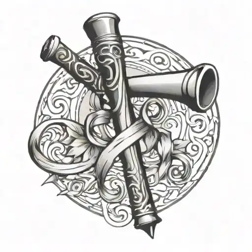 MTM awareness ribbon wrapped around walking cane  tattoo design idea