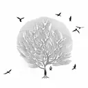tree with birds tattoo design idea