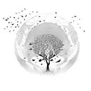 tree with birds tattoo design idea