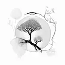 tree with birds tattoo design idea