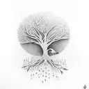 tree with birds tattoo design idea