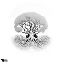 Cherri tree with ravens tattoo design idea