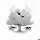 Cherri tree with ravens tattoo design idea