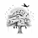 Cherri tree with ravens tattoo design idea