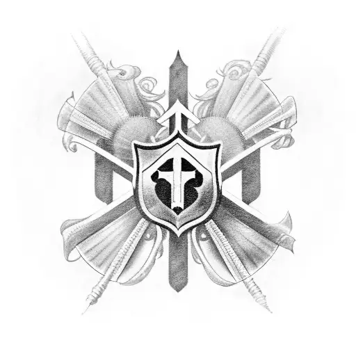 Shield with 3 scallops on front tattoo design idea