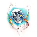 flaming skull tattoo design idea