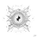 A shooting star formed by guitar strings tattoo design idea