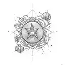 A shooting star formed by guitar strings tattoo design idea