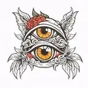 calm but angry eyes tattoo design idea
