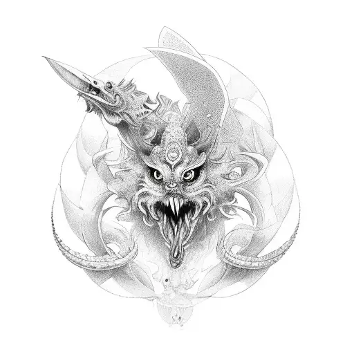 fenix with eight shaped tail tattoo design idea