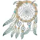 A dream catcher incorporating the names Jessica, Jamie, James, Angela, Isabella, and Jaxson tattoo design idea