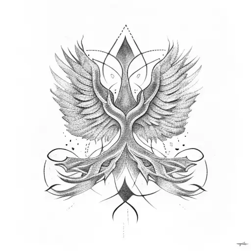 tree of wings with tribal roots tattoo design idea