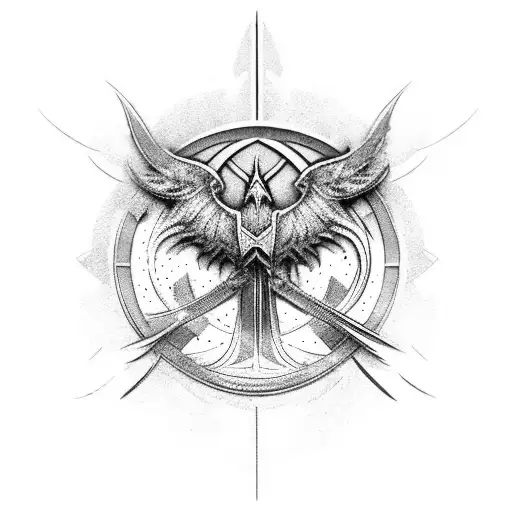 Assassin's Creed symbol inside tail of a phoenix tattoo design idea