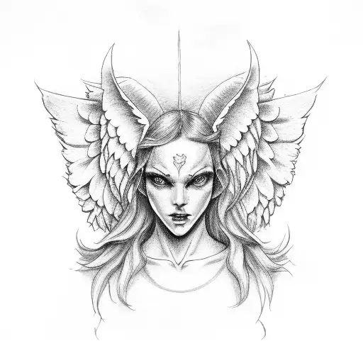 angel and devil tattoo design idea
