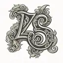 LETRA S CON UN NUMERO 2     S2 EN ESTILO TRADICIONAL CON SOMBRAS  tattoo design idea