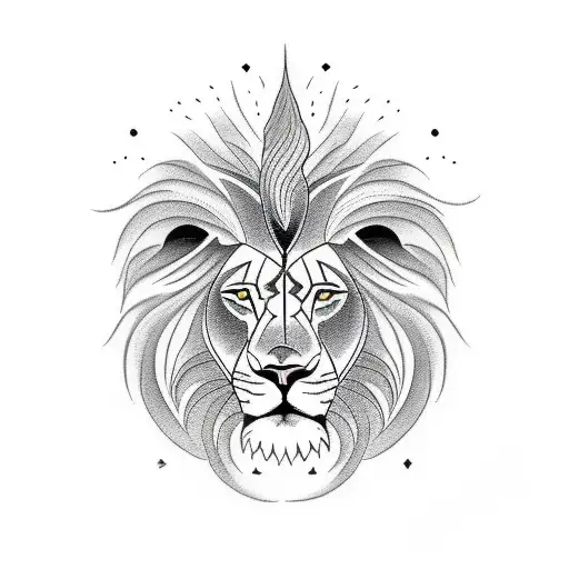 half male lion and half sun god  tattoo design idea