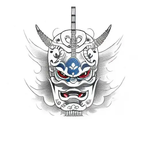 mascara de oni tattoo design idea