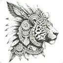 aztec and jaguar warrior tattoo design idea