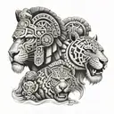 aztec and jaguar warrior tattoo design idea