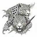 jaguar and warrior tattoo design idea