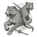 jaguar and warrior tattoo design idea