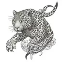 jaguar and warrior tattoo design idea