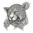 jaguar and warrior tattoo design idea