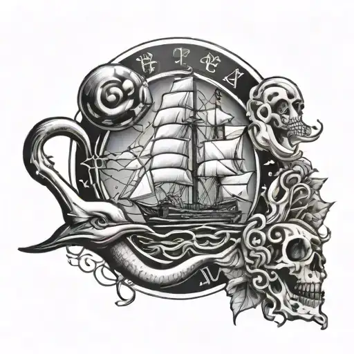 medical, marine and bahamas themed tattoo design idea