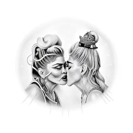 fergie and madonna kissing tattoo design idea