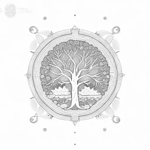 An intricate dotwork tattoo of a stock market graph with a tree growing out of it tattoo design idea