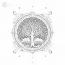 An intricate dotwork tattoo of a stock market graph with a tree growing out of it tattoo design idea