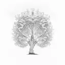 An intricate dotwork tattoo of a stock market graph with a tree growing out of it tattoo design idea