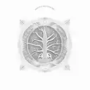 An intricate dotwork tattoo of a stock market graph with a tree growing out of it tattoo design idea