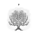 An intricate dotwork tattoo of a stock market graph with a tree growing out of it tattoo design idea