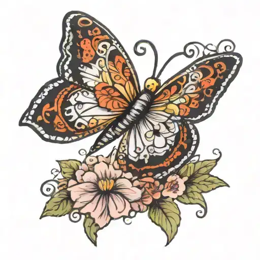 baby blanket with a butterfly stitching  tattoo design idea