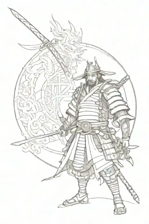 samurai with vault tattoo design idea