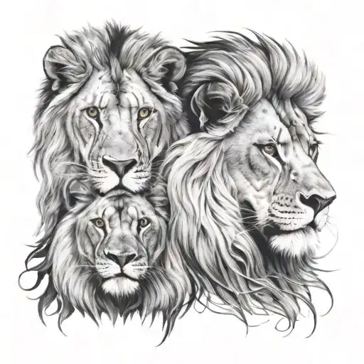 male and female lion tattoo design idea