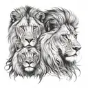 male and female lion tattoo design idea