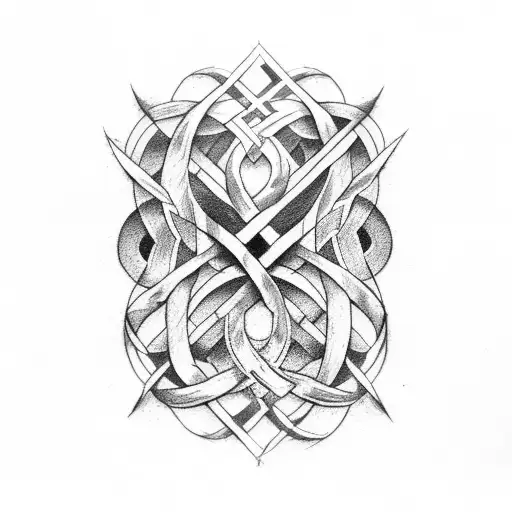Nordic runes intertwined with corvos de Odin tattoo design idea