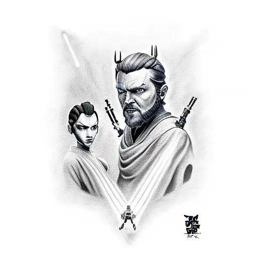 Star wars tattoo of obi Wan vs darth maul from star wars Rebels in a diamond  tattoo design idea