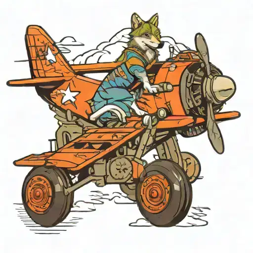 wolf plane military truck tattoo design idea