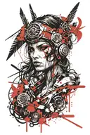 valkyrie warrior woman tattoo design idea