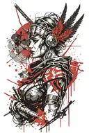 valkyrie warrior woman tattoo design idea