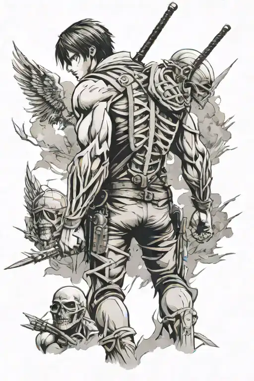 attack on titan back ground tattoo design idea