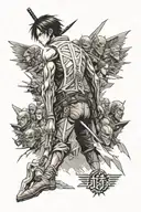 attack on titan back ground tattoo design idea
