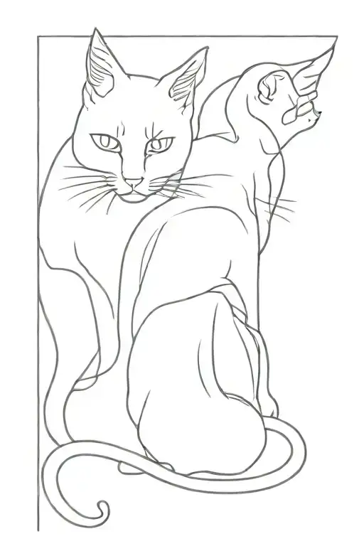 Silhouette of a cat good and evil tattoo design idea