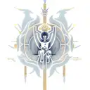 God Ra sitting on a throne with a rod that illuminates rays of hope. Behind you can see a dark landscape where the god A tattoo design idea