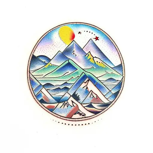 Mountain Scene tattoo design idea