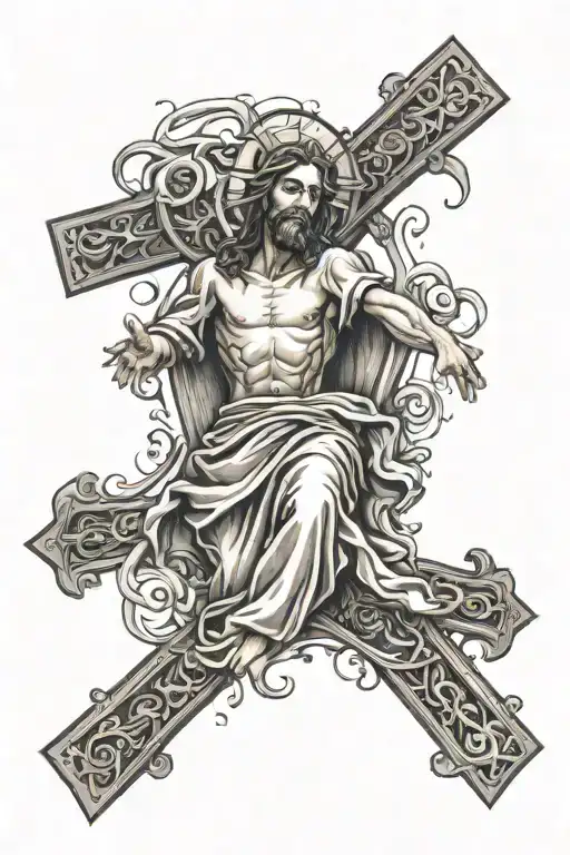 Jesus and cross tattoo design idea