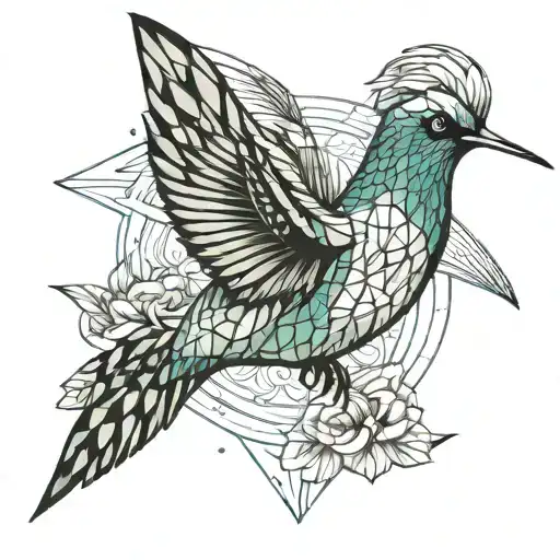 Humming Bird ocean tattoo design idea
